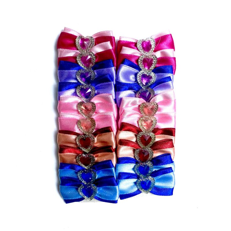 Laços Médios Bicolor Aplique Coração - 20 unidades