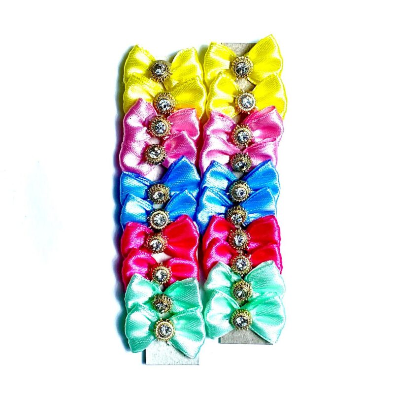 Laços Pequenos Cetim Aplique Pedra Strass - 20 unidades