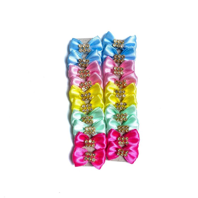 Laços Pequenos Cetim Aplique Strass - 20 unidades