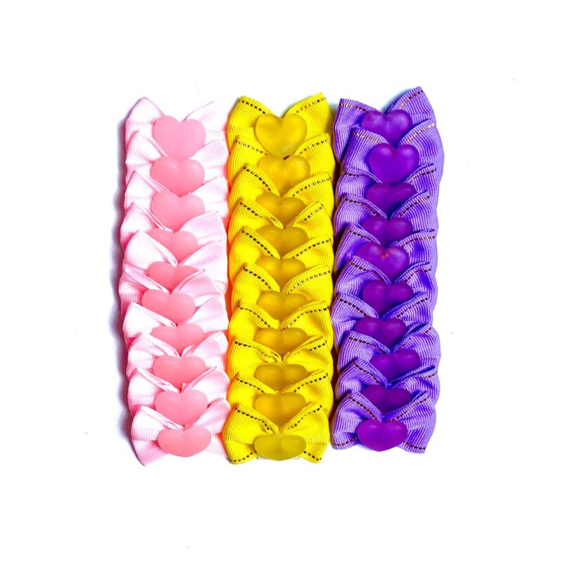 Laços Médios Aplique Coração Resina - 30 unidades