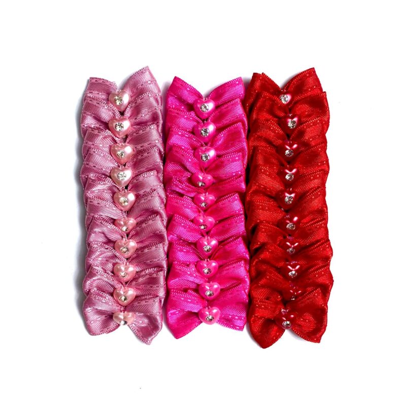 Laços Médios Aplique Coração Strass - 30 unidades