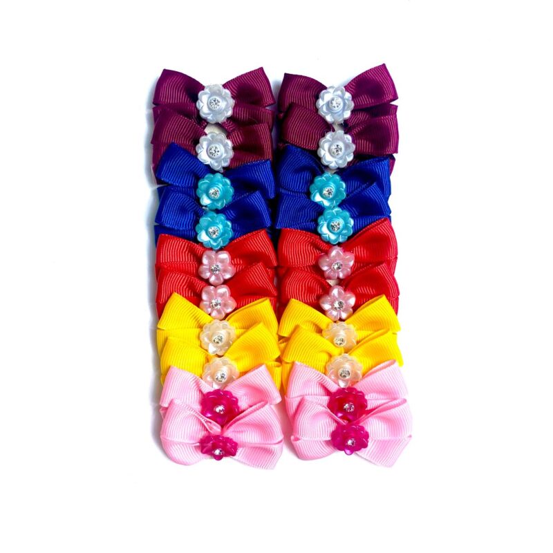 Laços Médios Aplique Flor Acrílico Strass - 20 unidades