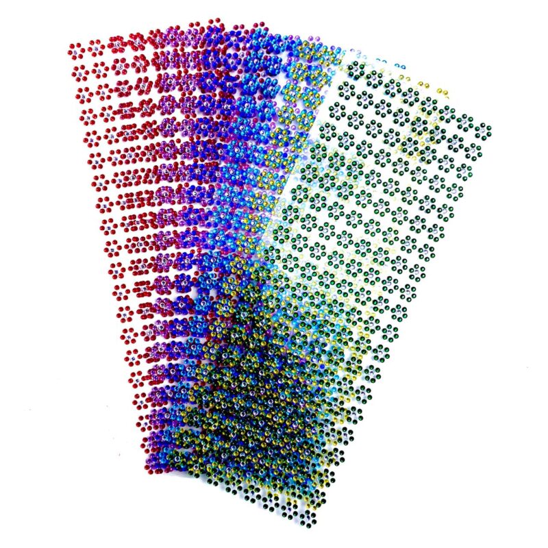 Cartela de Adesivos Flor Brilhante (1,0cm) – 160 unidades