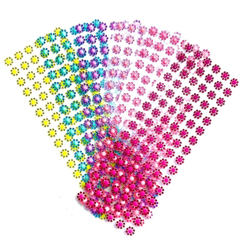 Cartela de Adesivos Flor Neon (1,5cm) – 96 unidades