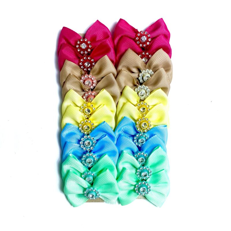 Laços Médios Aplique Flor Pedras Strass - 20 unidades