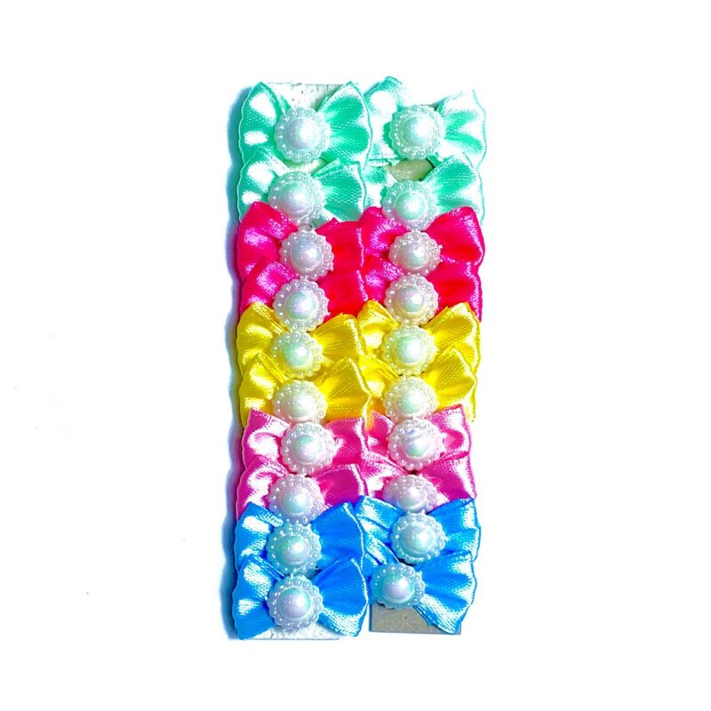 Laços Pequenos Coloridos Aplique Flor Pérola - 20 unidades