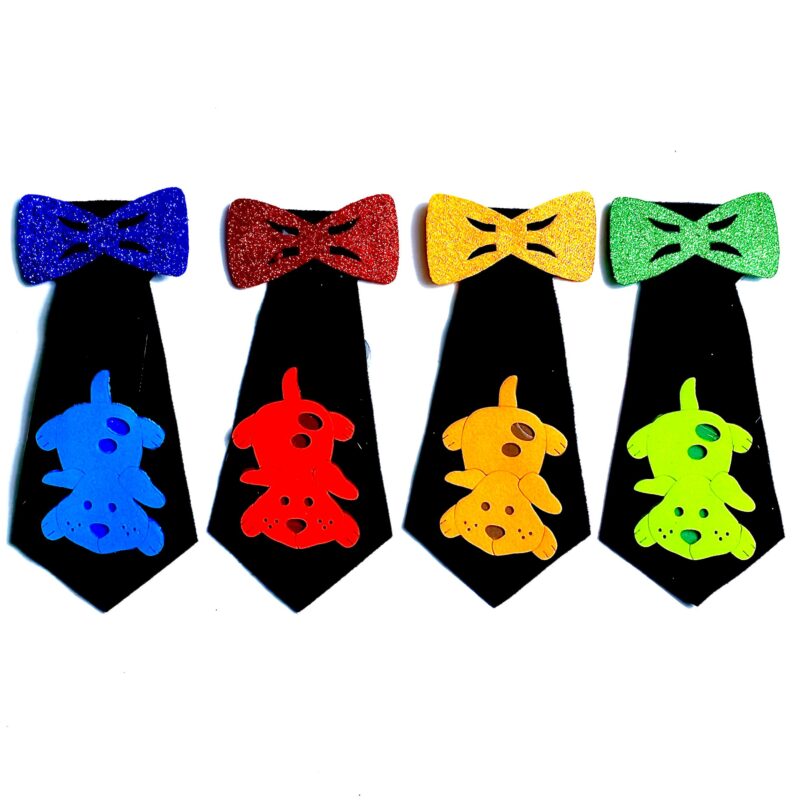 Gravatas Médias Feltro Aplique Cachorro - 10 unidades