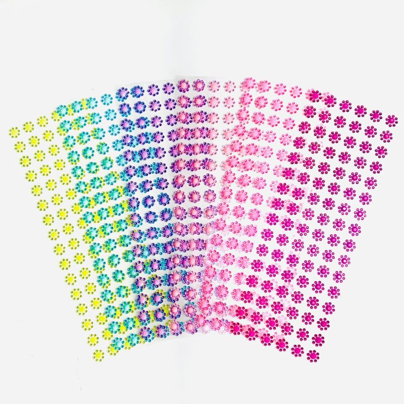 Cartela de Adesivos Flor Neon (1,5cm) – 96 unidades