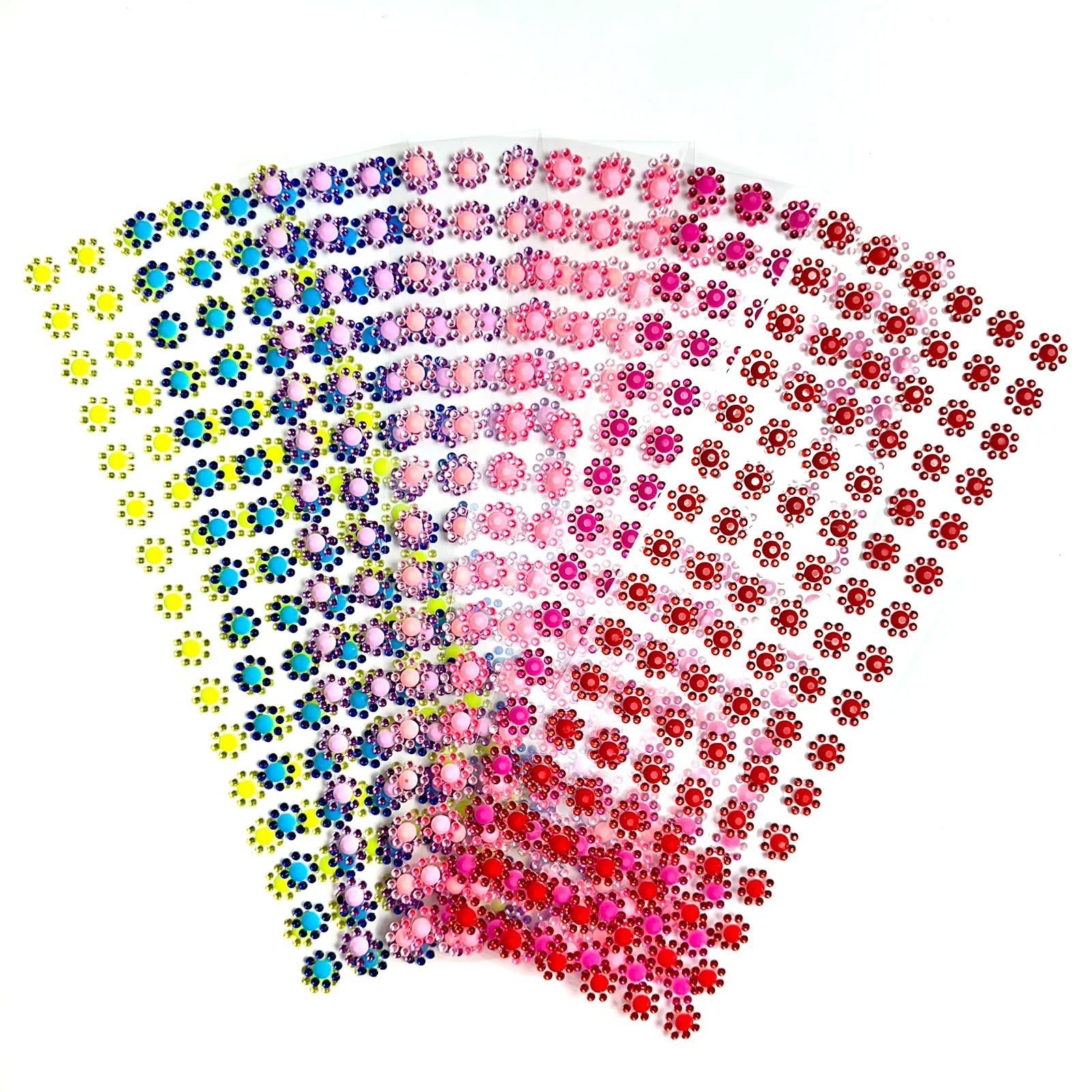 Cartela de Adesivos Flor Neon (1,5cm) – 96 unidades