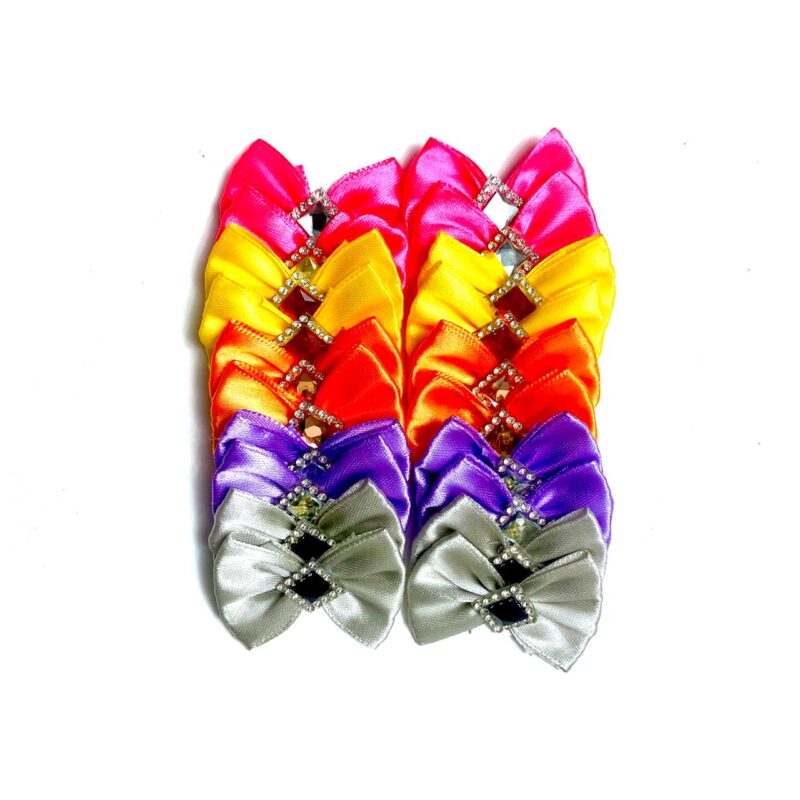 Laços Médios Cetim Aplique Pedras Strass - 20 unidades