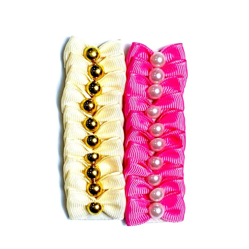 Laços Pequenos Rosa e Amarelo - 20 unidades