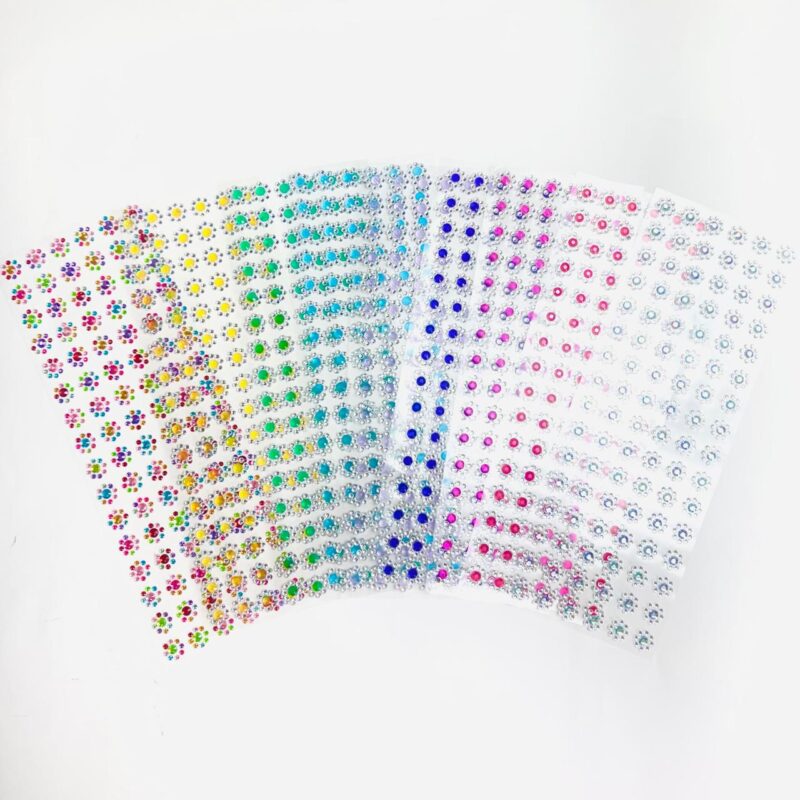Cartela de Adesivos Flor Strass (1,5cm) – 96 unidades