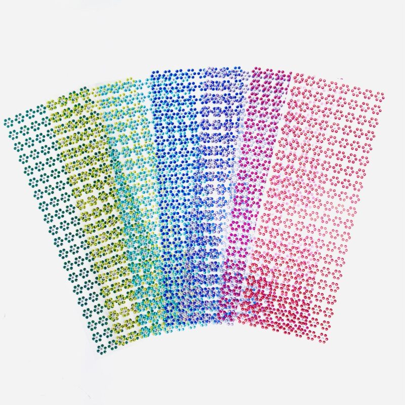 Cartela de Adesivos Flor Brilhante (1,0cm) – 160 unidades