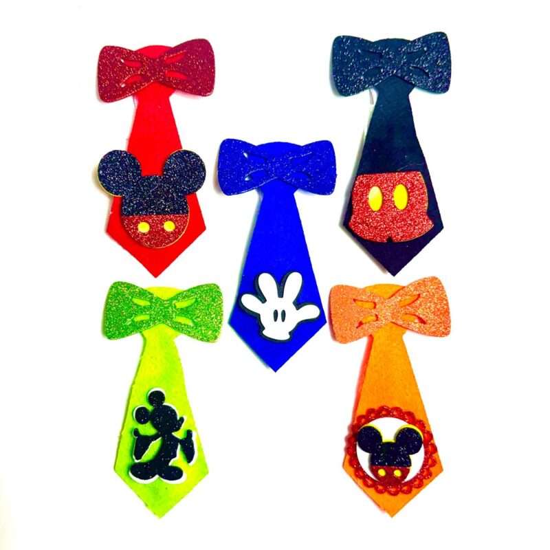 Gravata Feltro Aplique Mickey Mouse - 10 unidades