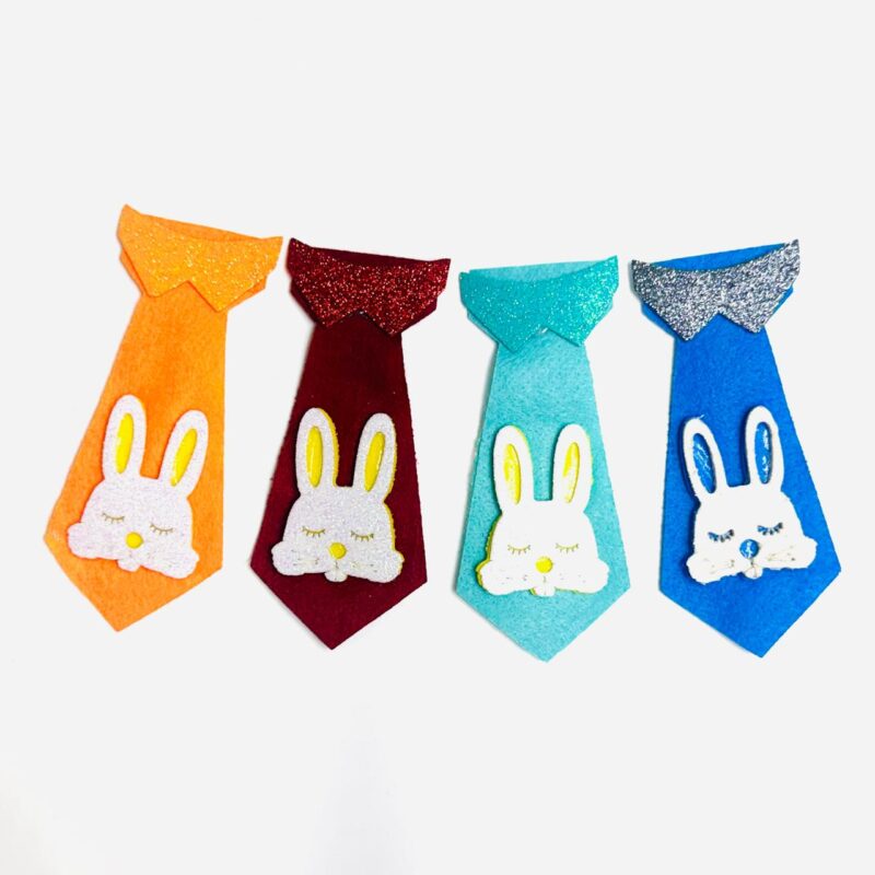 Gravatas Médias Tecido Aplique EVA Rostinho Coelho - 10 unidades