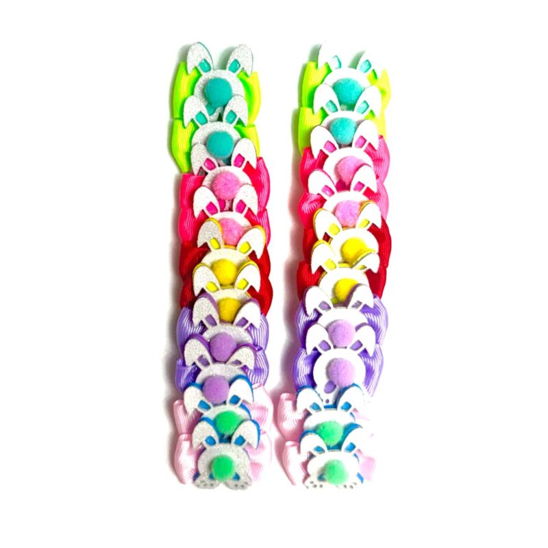 Laços Médios Aplique Coelho Pompom - 20 unidades