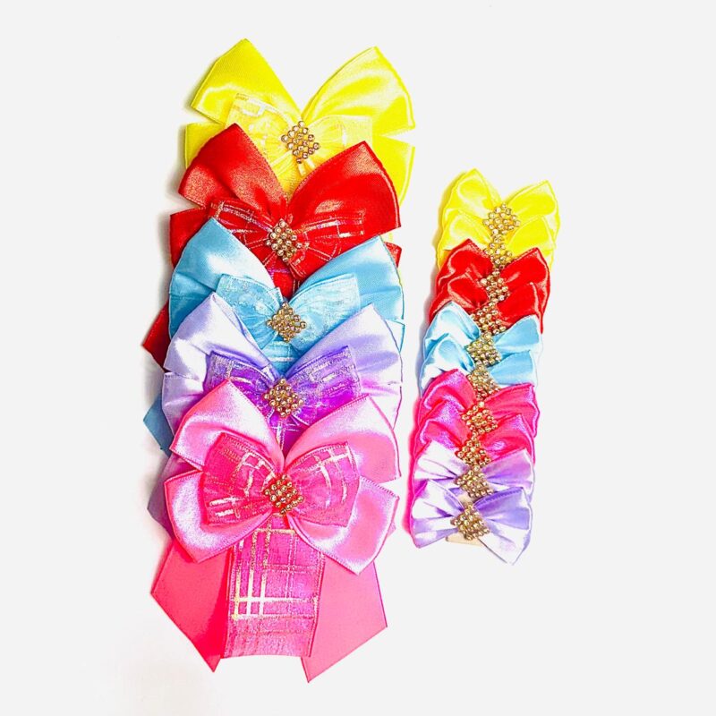 Conjunto Gargantilhas e Laços Organza Furta-Cor - 15 unidades