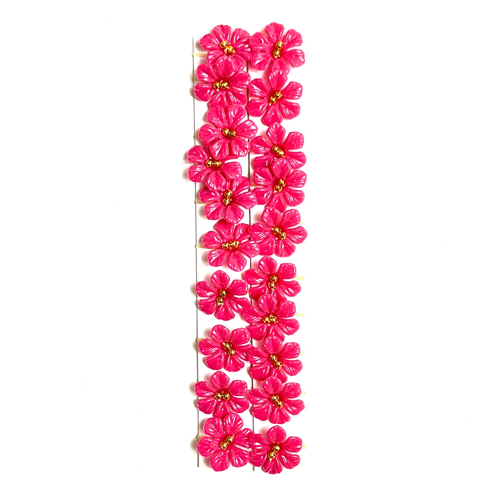 Penteado Flor Acrílico Rosa - 20 unidades