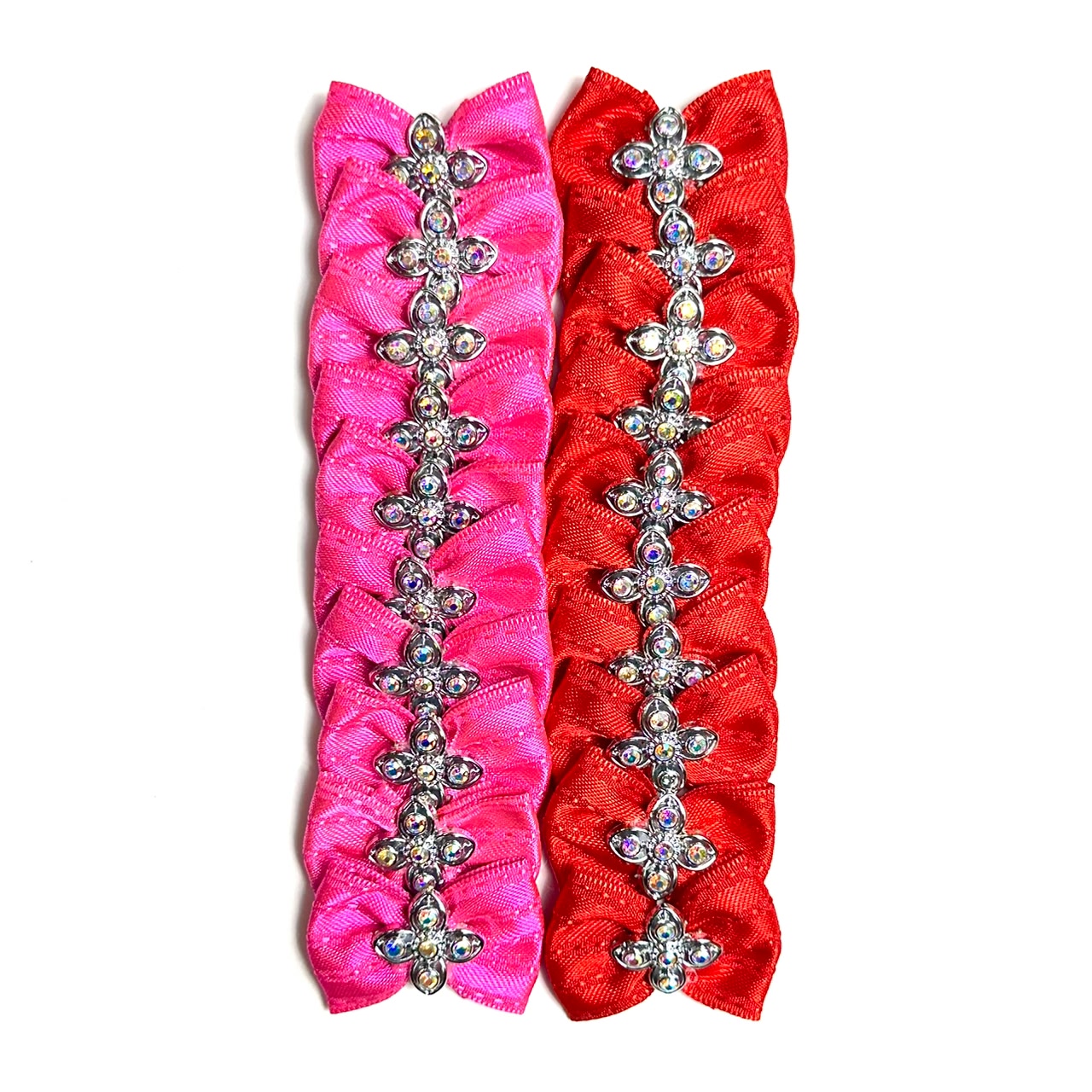 Laços Médios Pink e Vermelho Aplique Flor – 20 unidades