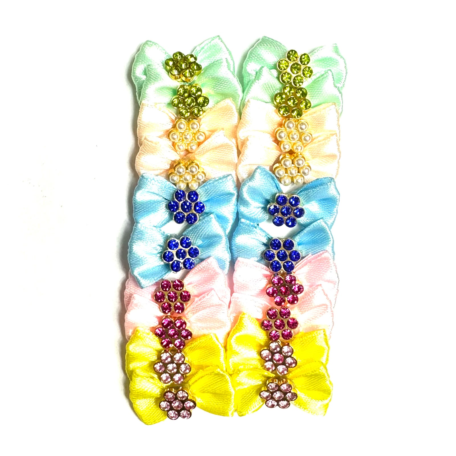Laços Pequenos Aplique Flor Strass - 20 unidades