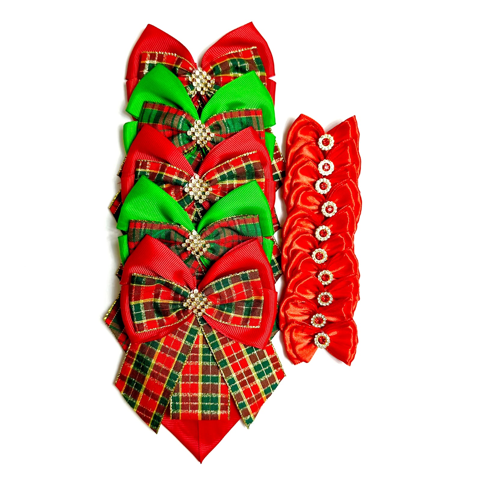 Conjunto Gargantilhas e Laços Natalino Aplique Strass (Modelo 2) - 15 unidades