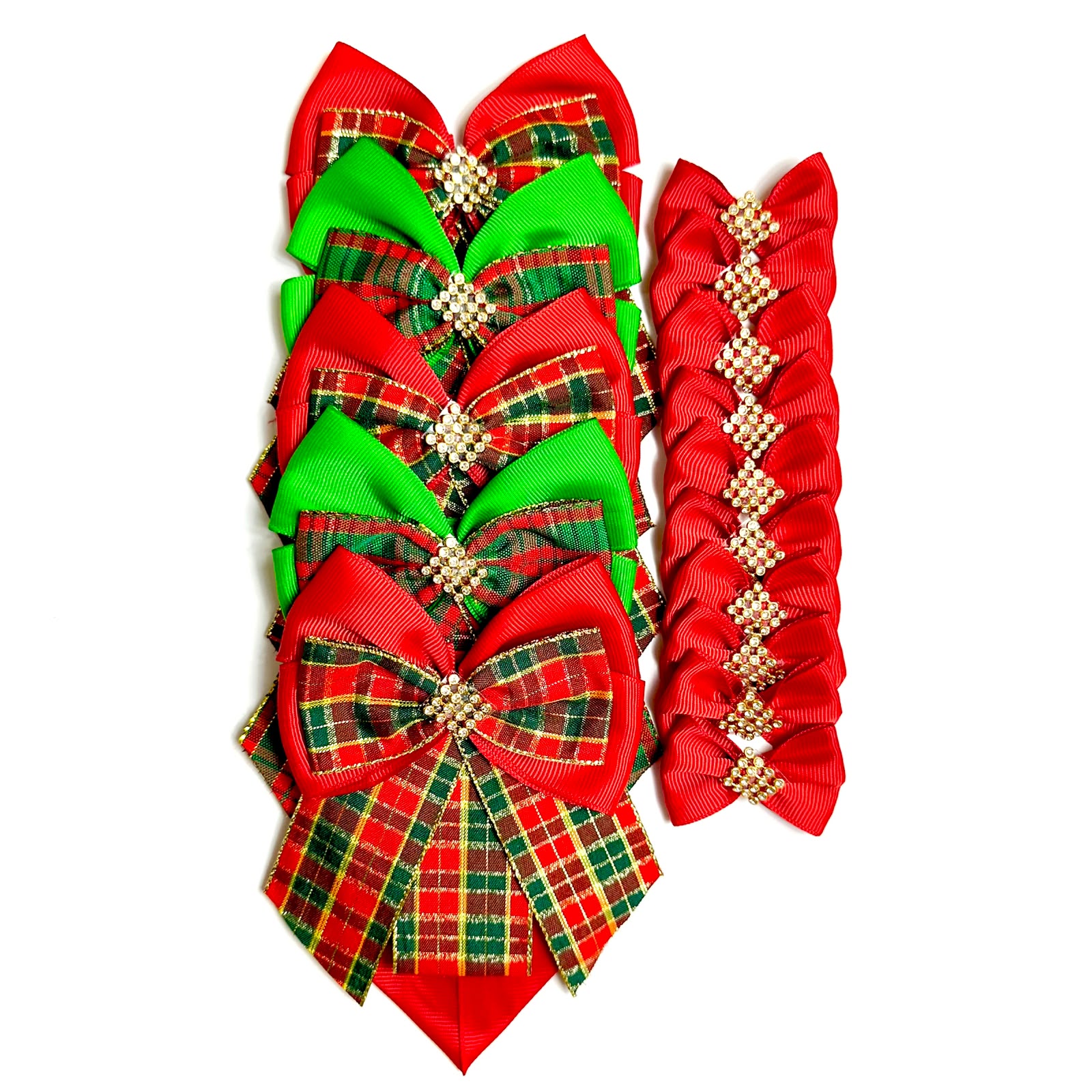 Conjunto Gargantilhas e Laços Natalino Aplique Strass - 15 unidades