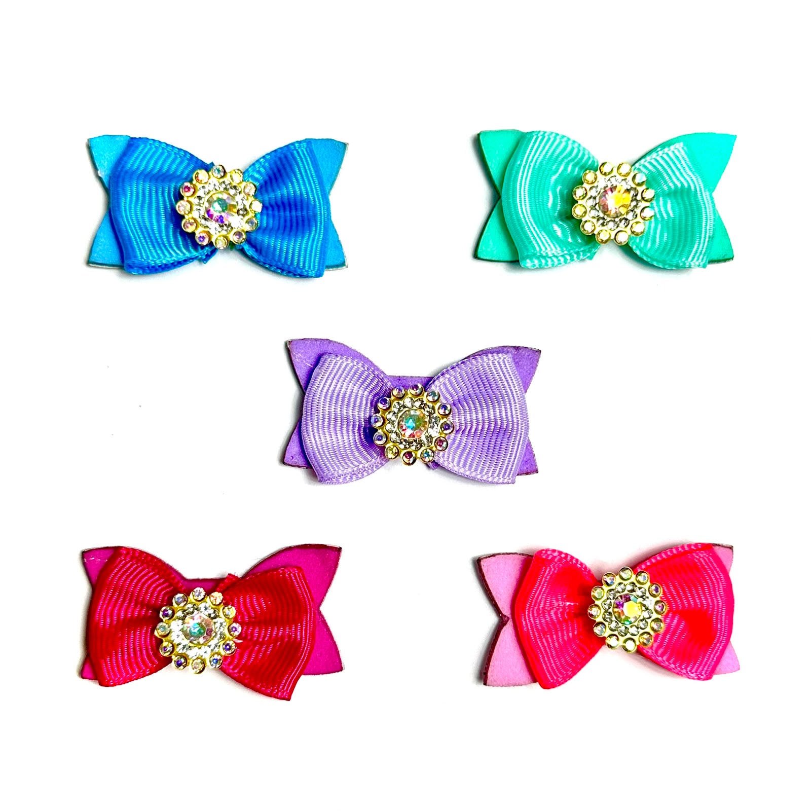Laços Médios Adesivos Flor Strass – 20 unidades