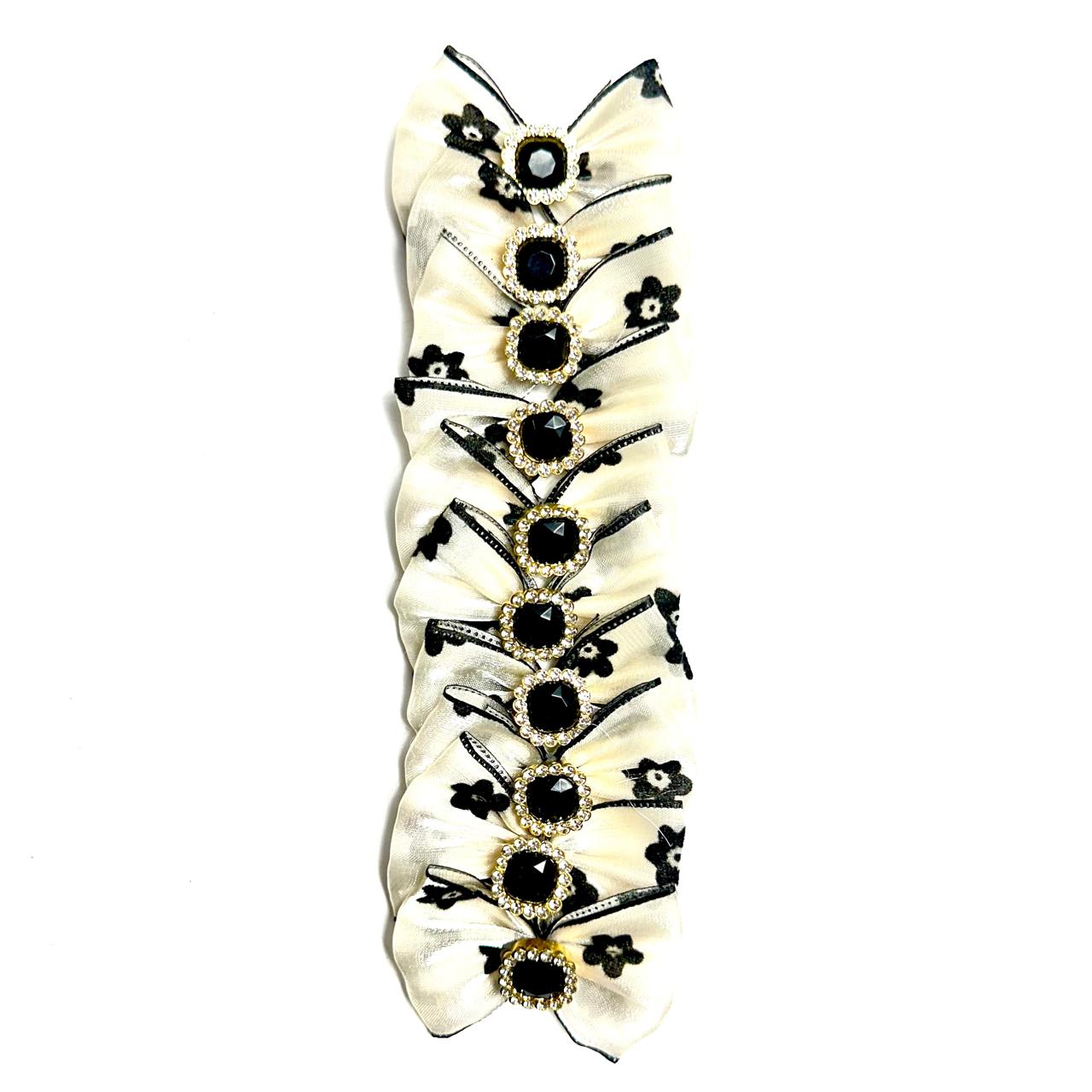 Laços Médios Organza Aplique Chatons - 10 unidades
