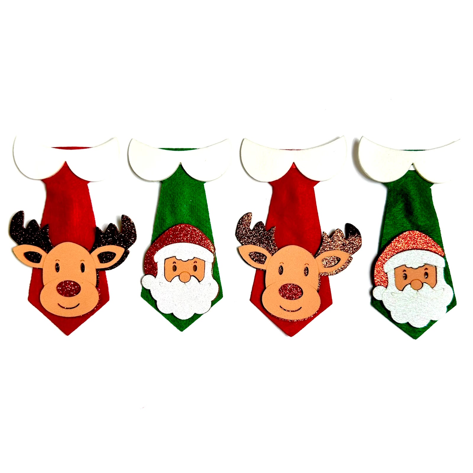 Gravatas Médias Feltro Natal com EVA - 10 unidades