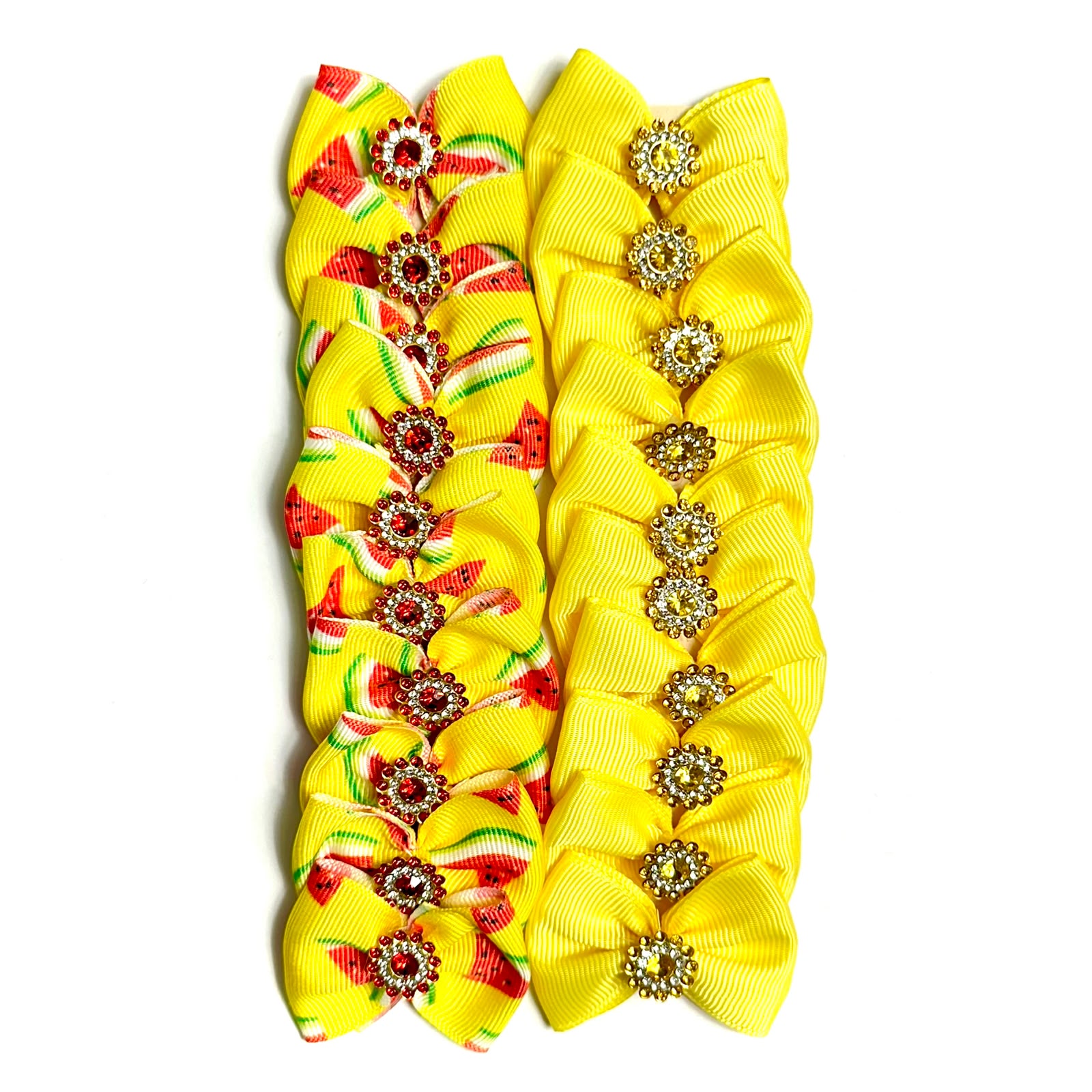 Laços Médios Estampa Melancia Aplique Strass – 20 unidades