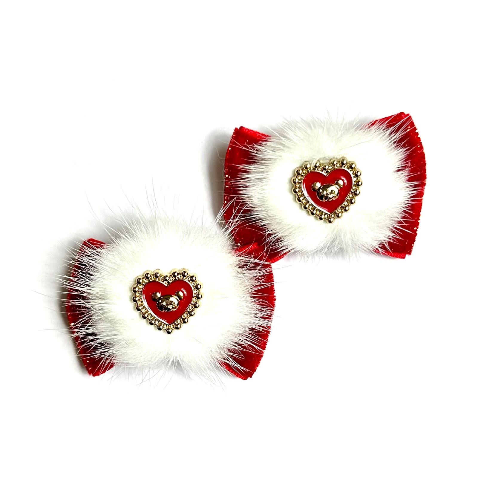 Laços Médios Luxo Pompom Coração – 2 unidades